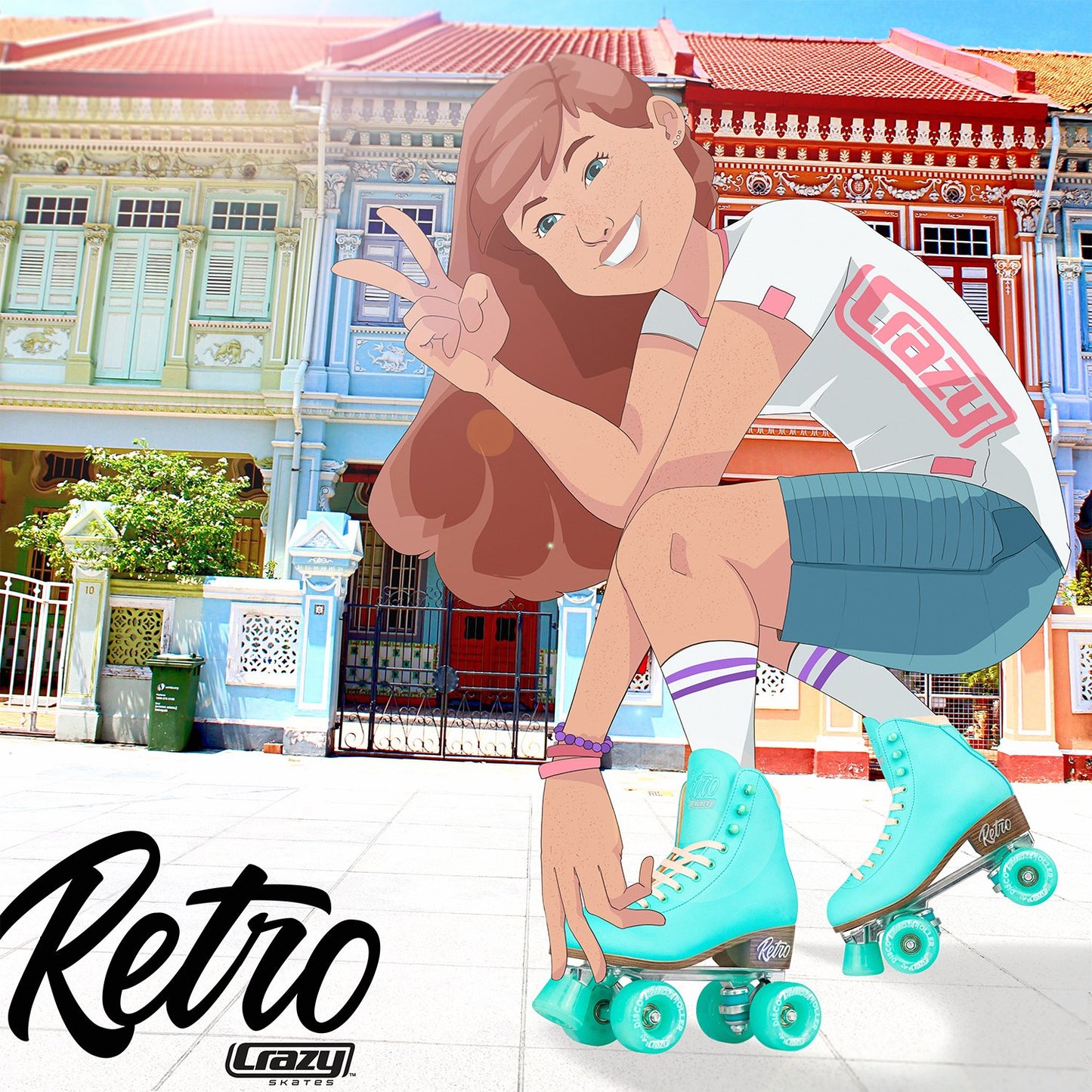 Crazy Skates Classic Vintage Retro Roller Skates - Teal - Momma Trucker Skates