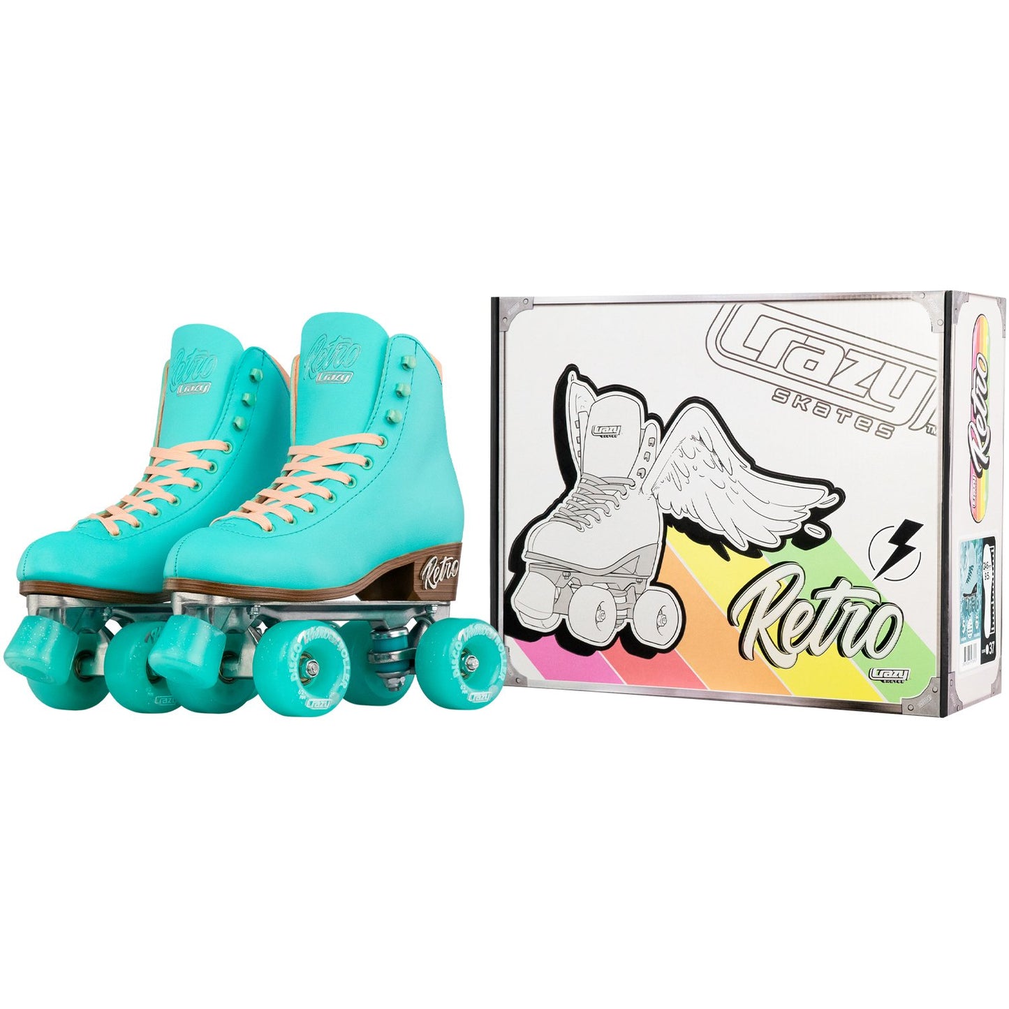 Crazy Skates Classic Vintage Retro Roller Skates - Teal - Momma Trucker Skates